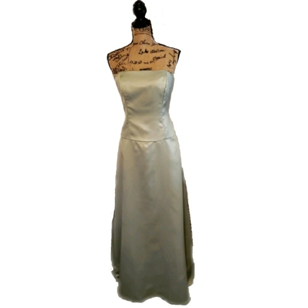 Sage Satin Strapless Formal Gown 11/12 NWT